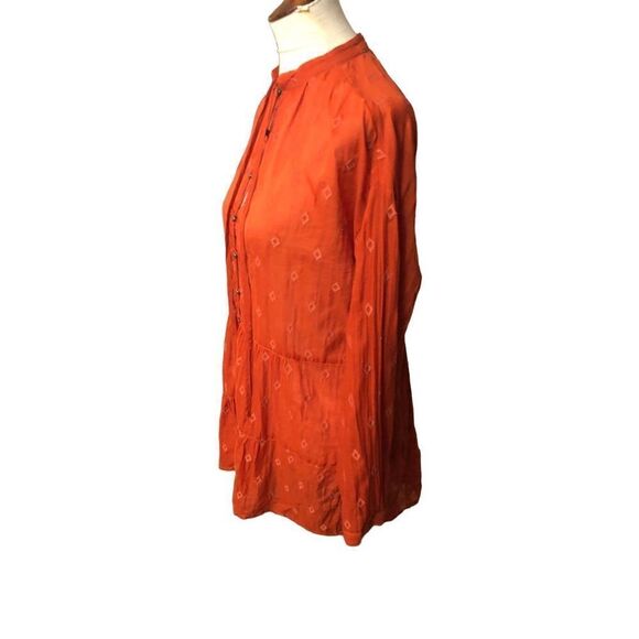 Anthropologie Pilcro harvest orange tiered tunic with metal button accents down - Picture 9 of 16